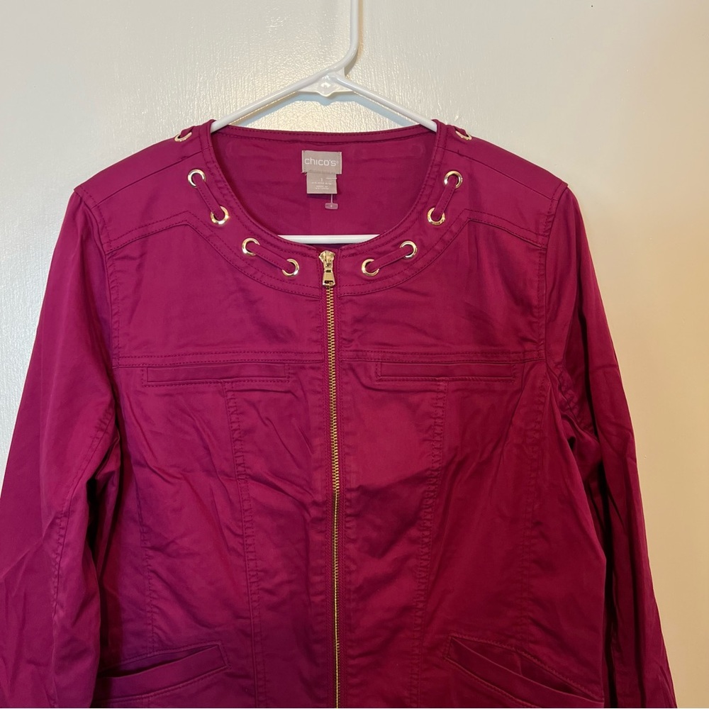Chicos Raspberry Spring Jacket Size 1 B1-545 - image 2
